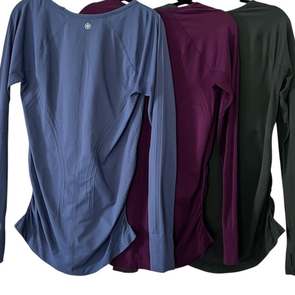 Bundle of Three Gaiam Yoga Warrior Tops in Navy Green and Burgundy size Large - Picture 2 of 16